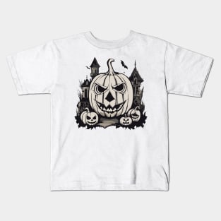 Gothic pumpkin carving for Halloween Kids T-Shirt